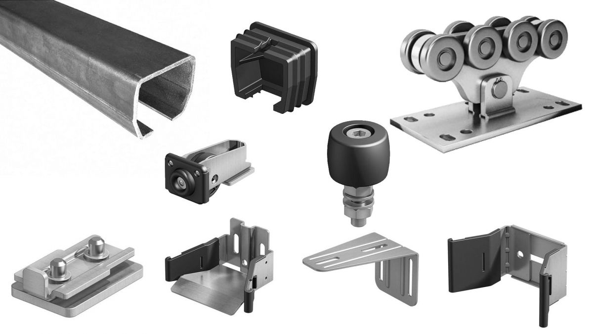 Комплект Алютех для откатных ворот шиной 6 м, стальные опоры до 450 кг. от 5 шт.